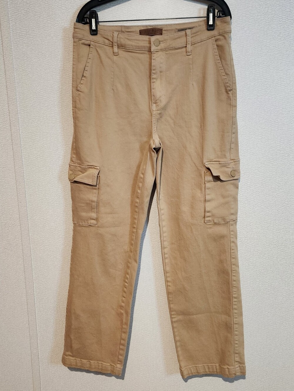 Judy Blue High Waisted Straight Leg Cargo Jeans Tan Stretch Size 13/31